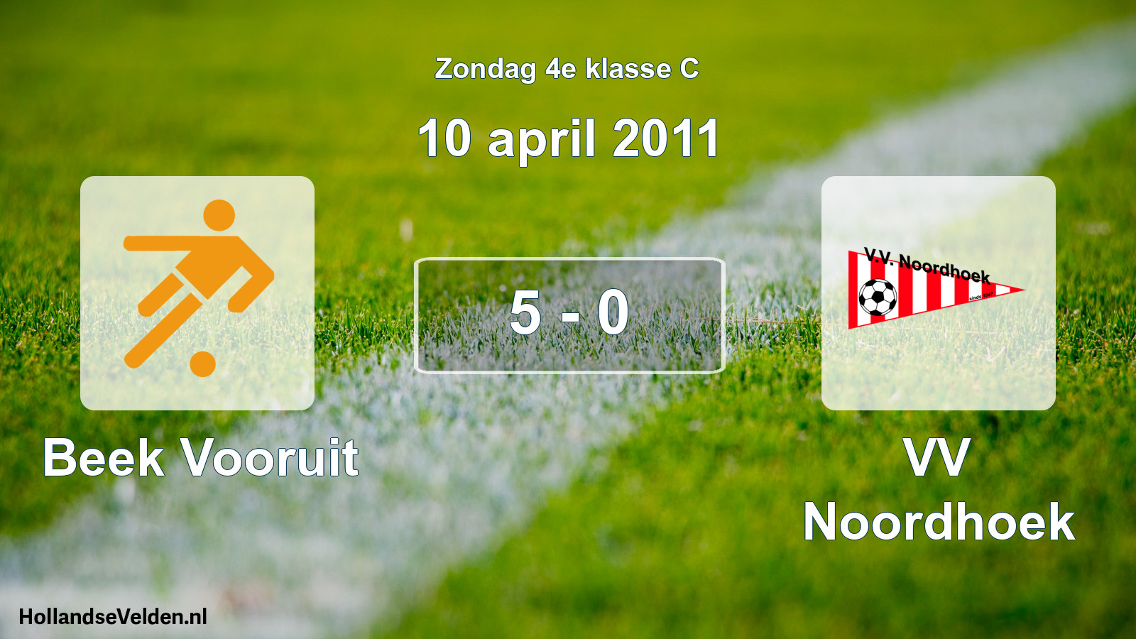 Total number of matches played: Beek Vooruit - VV Noordhoek 5 - 0 (10 April 2011)
