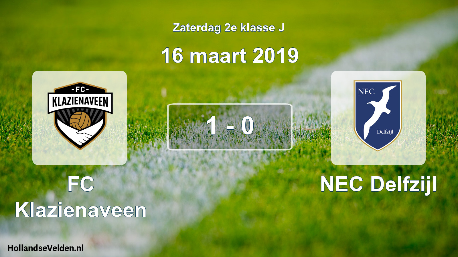 Total number of matches played: FC Klazienaveen - NEC Delfzijl 1 - 0 (16 March 2019)