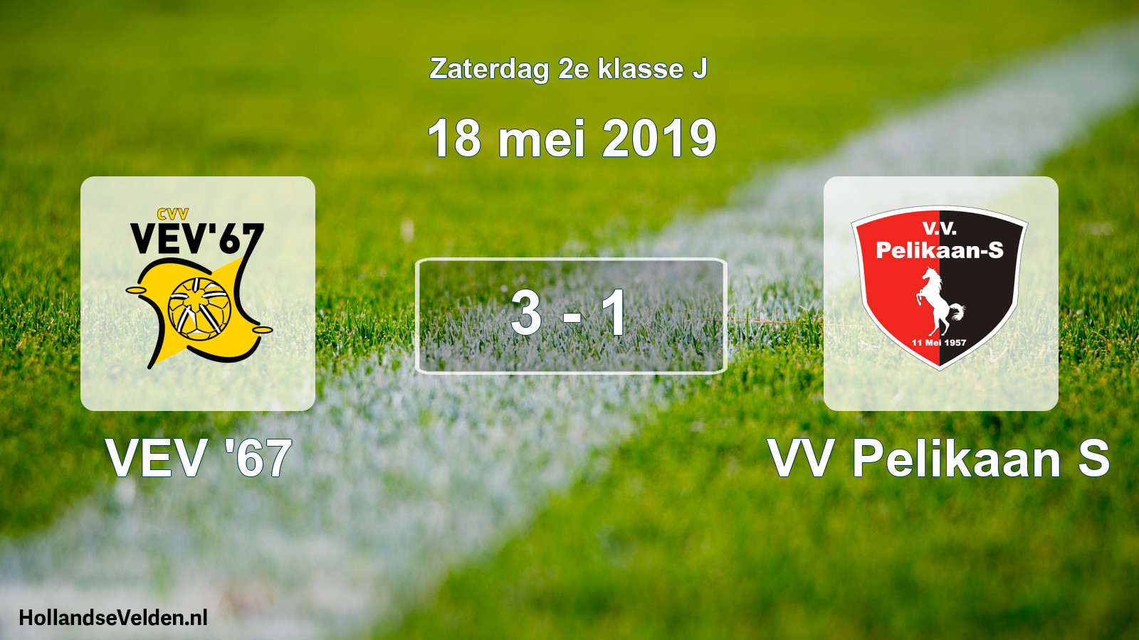 Total number of matches played: VEV '67 - VV Pelikaan S 3 - 1 (18 May 2019)