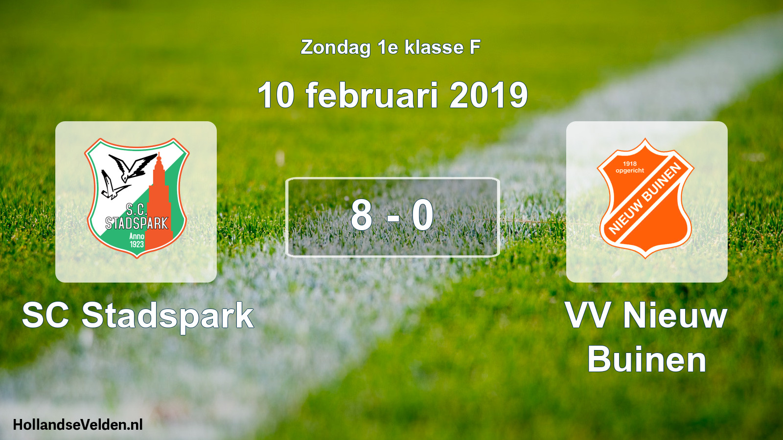Total number of matches played: SC Stadspark - VV Nieuw Buinen 8 - 0 (10 February 2019)