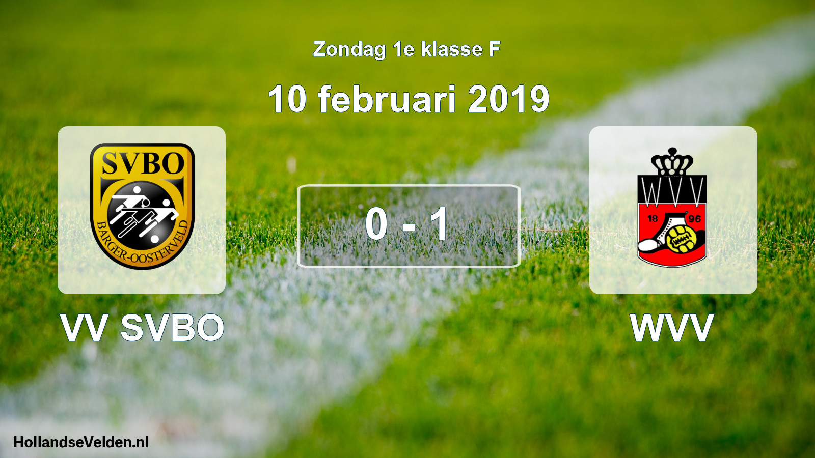 Total number of matches played: VV SVBO - WVV 0 - 1 (10 February 2019)