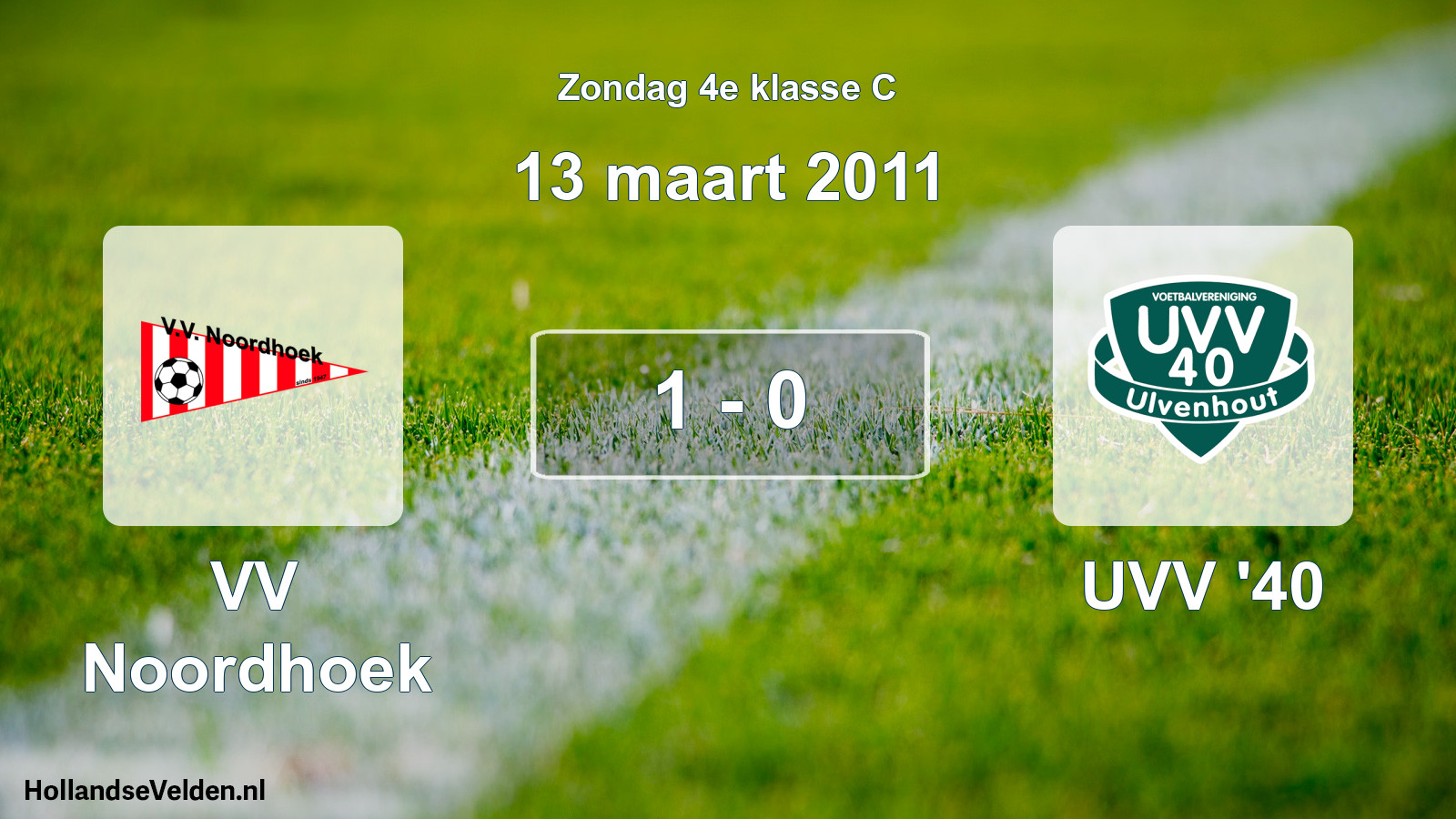 Total number of matches played: VV Noordhoek - UVV '40 1 - 0 (13 March 2011)