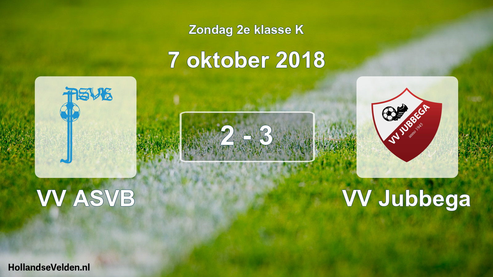 Total number of matches played: VV ASVB - VV Jubbega 2 - 3 (7 October 2018)