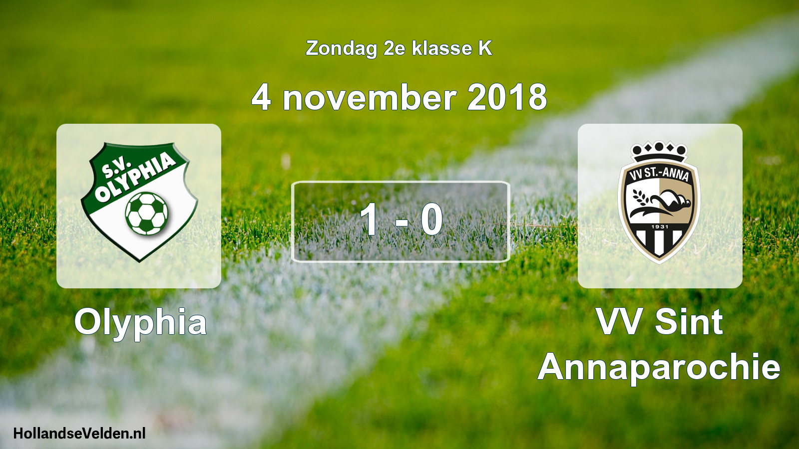 Total number of matches played: Olyphia - VV Sint Annaparochie 1 - 0 (4 November 2018)