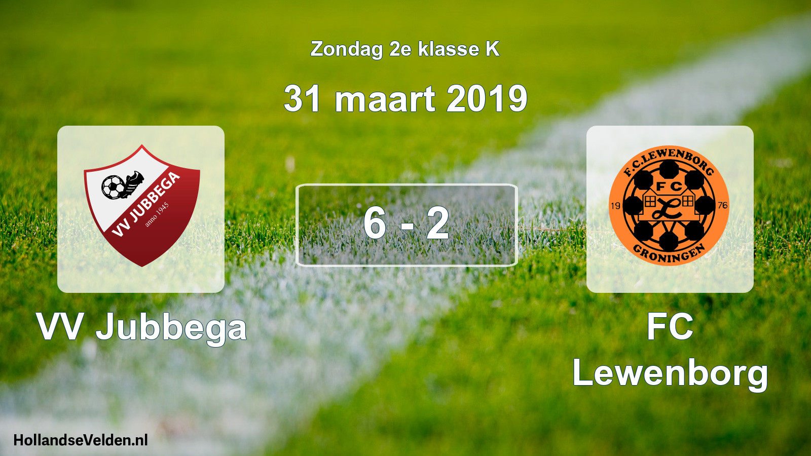 Total number of matches played: VV Jubbega - FC Lewenborg 6 - 2 (31 March 2019)