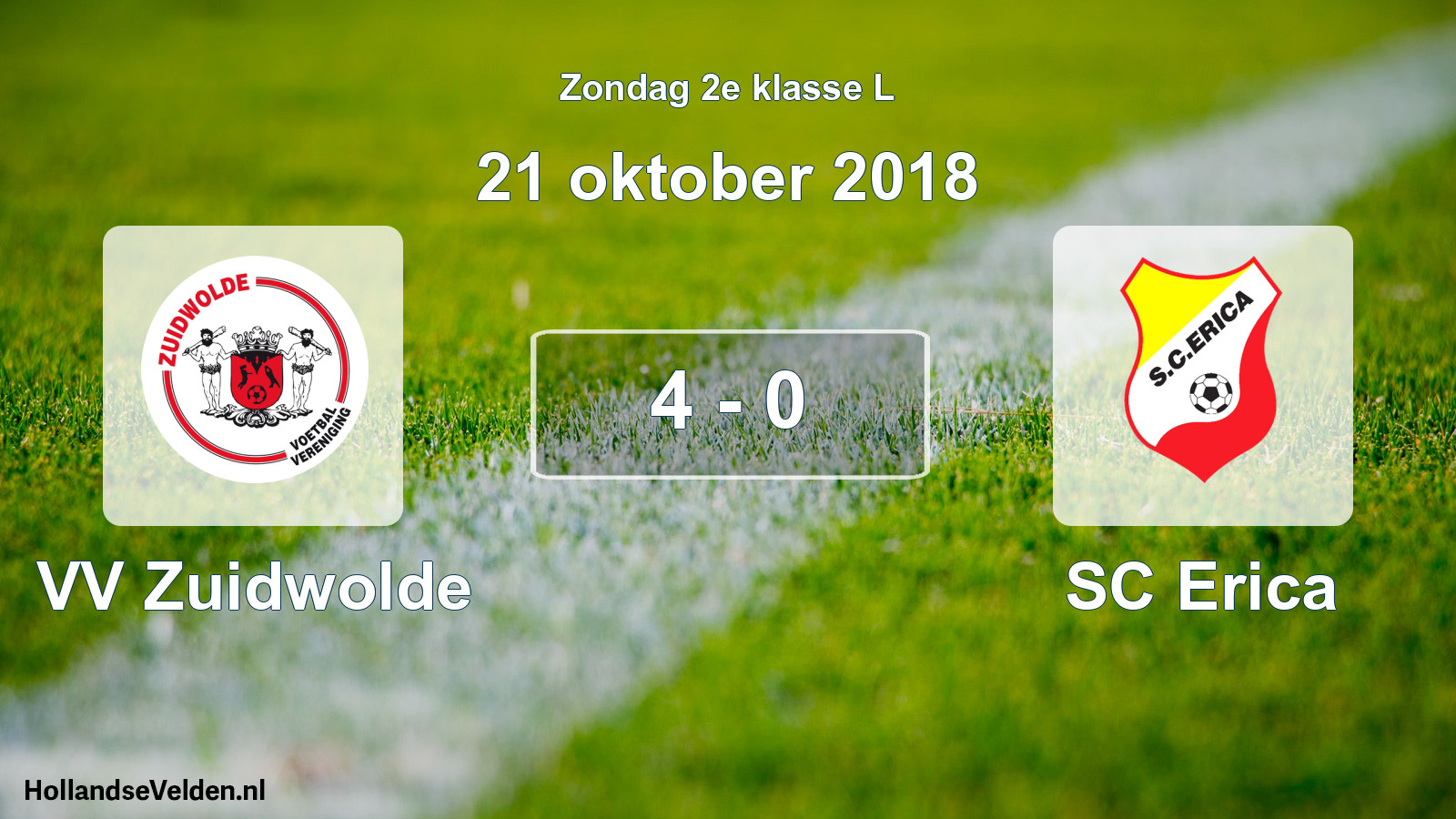 Total number of matches played: VV Zuidwolde - SC Erica 4 - 0 (21 October 2018)
