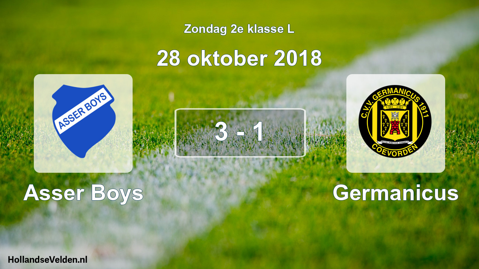Total number of matches played: Asser Boys - Germanicus 3 - 1 (28 October 2018)