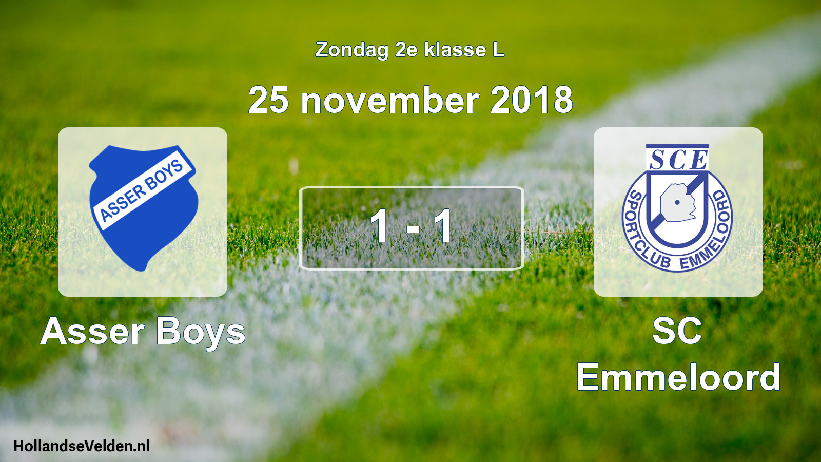 Total number of matches played: Asser Boys - SC Emmeloord 1 - 1 (25 November 2018)