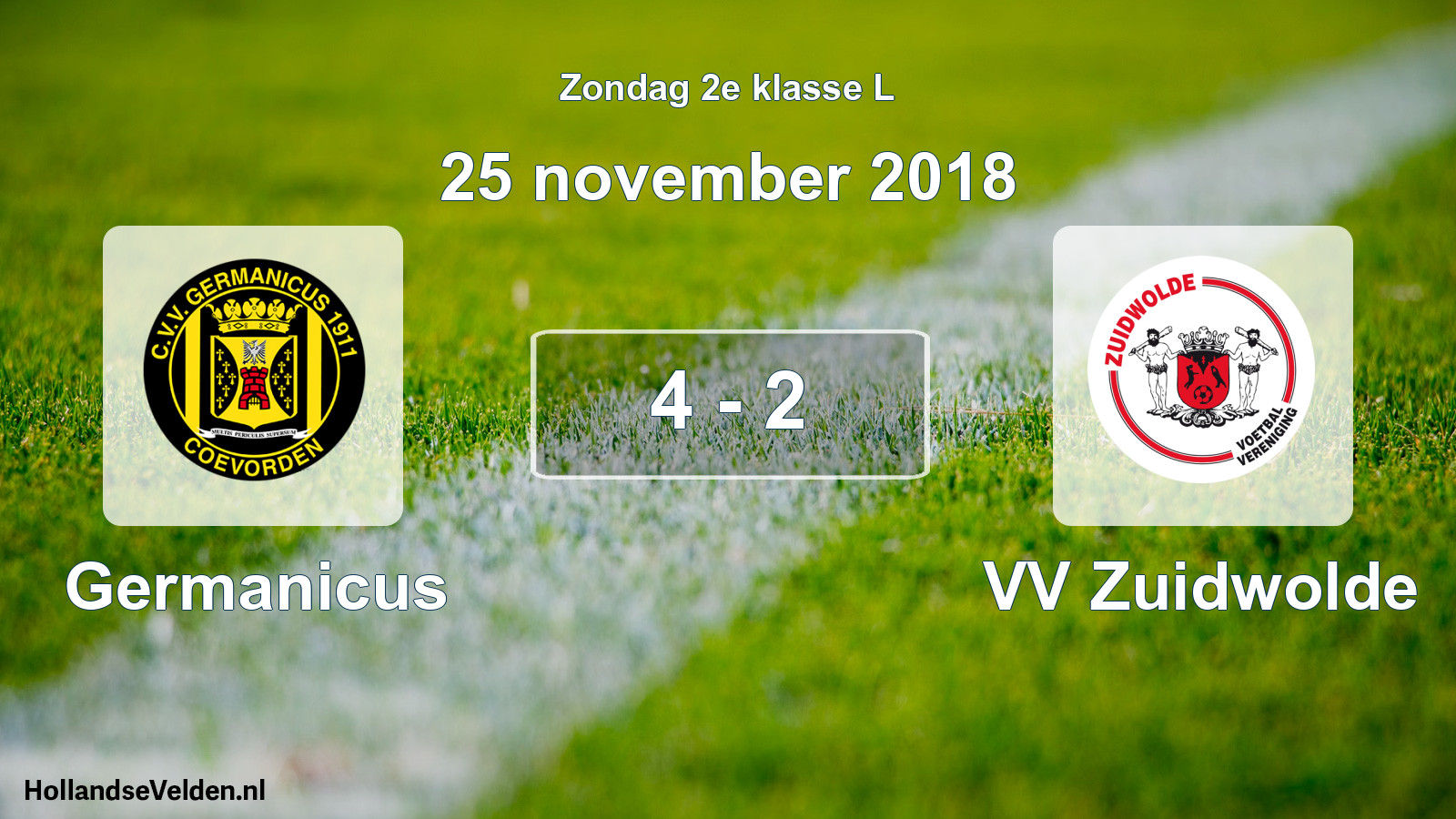 Total number of matches played: Germanicus - VV Zuidwolde 4 - 2 (25 November 2018)