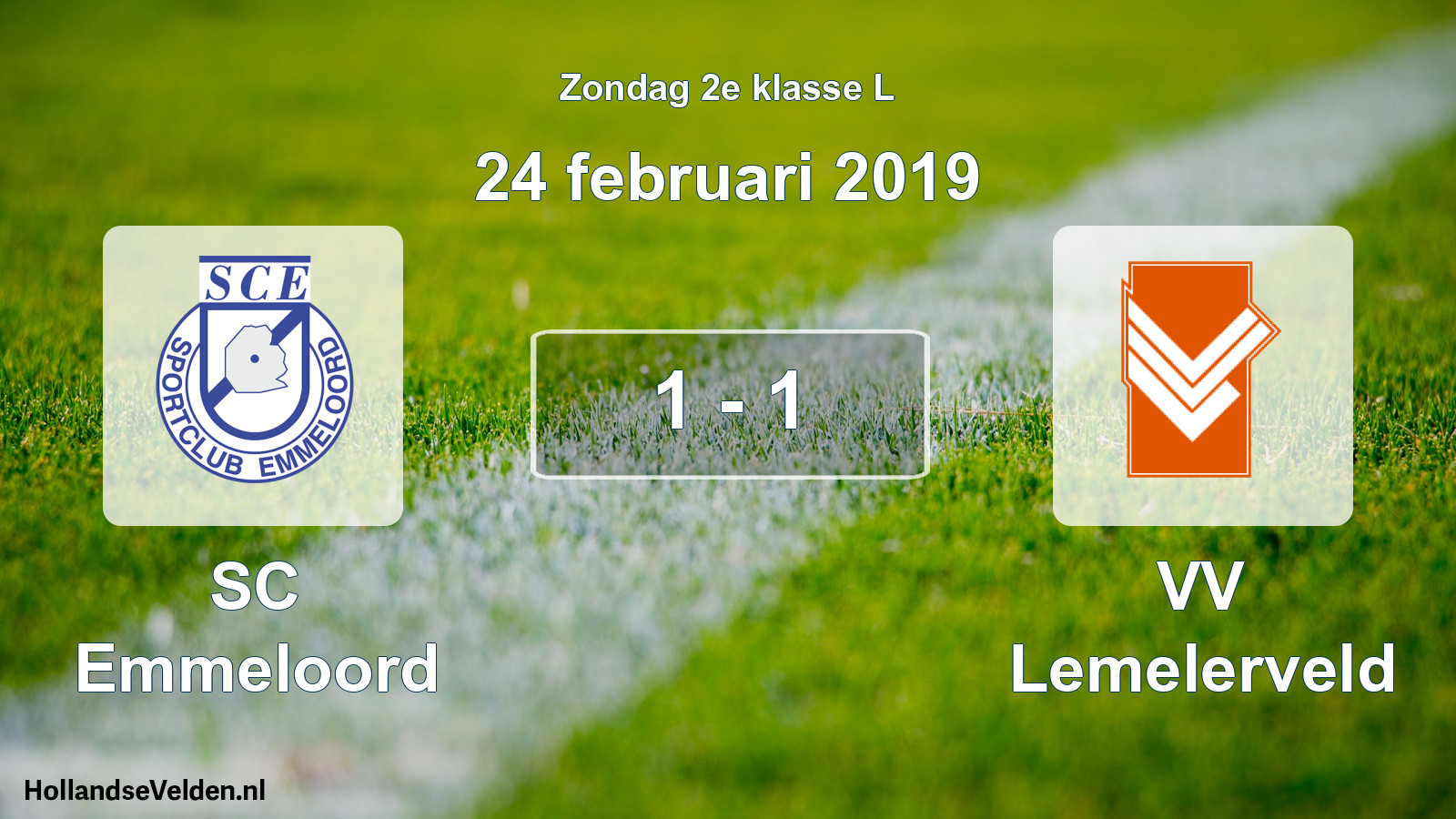 Total number of matches played: SC Emmeloord - VV Lemelerveld 1 - 1 (24 February 2019)