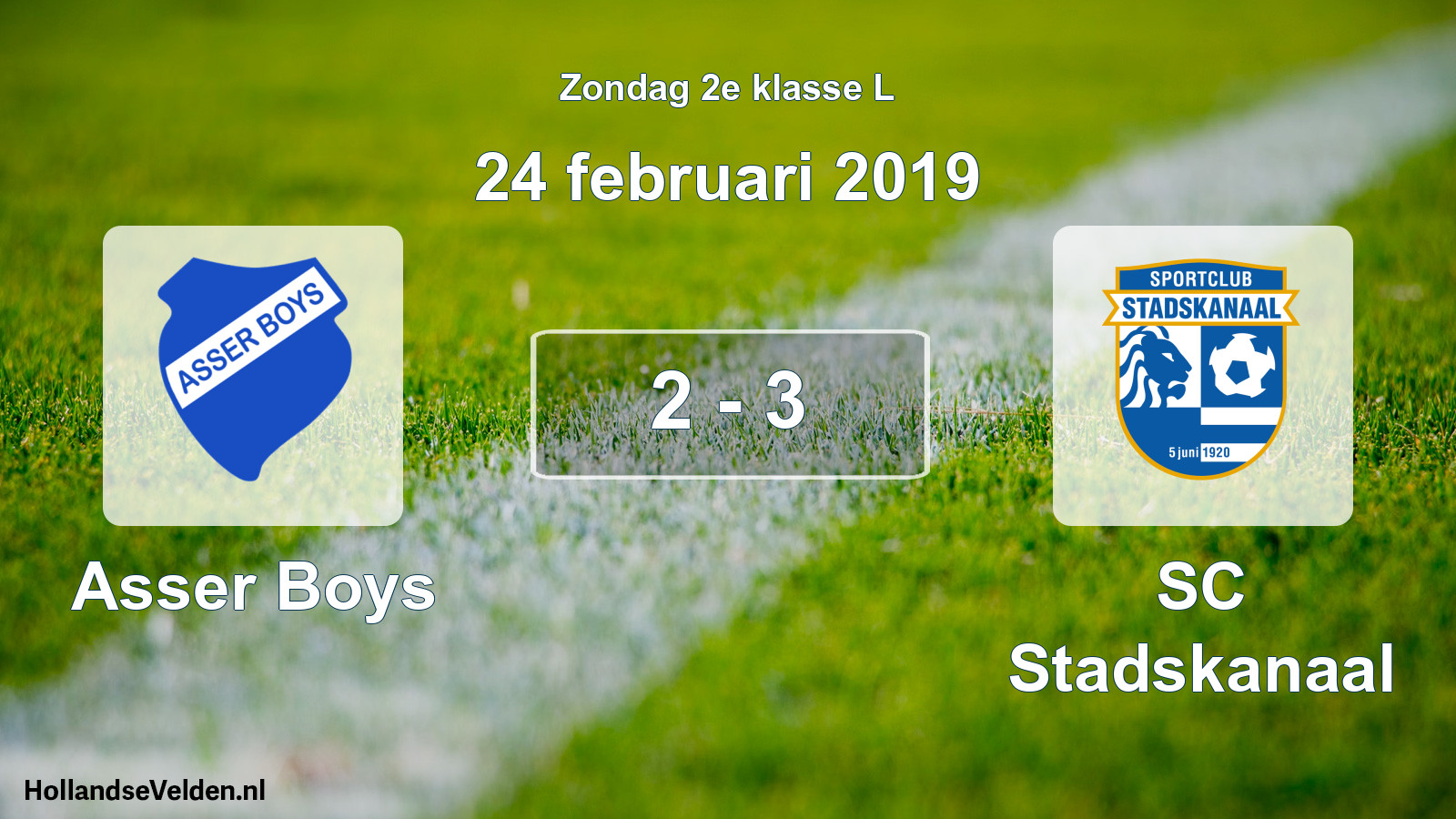 Total number of matches played: Asser Boys - SC Stadskanaal 2 - 3 (24 February 2019)