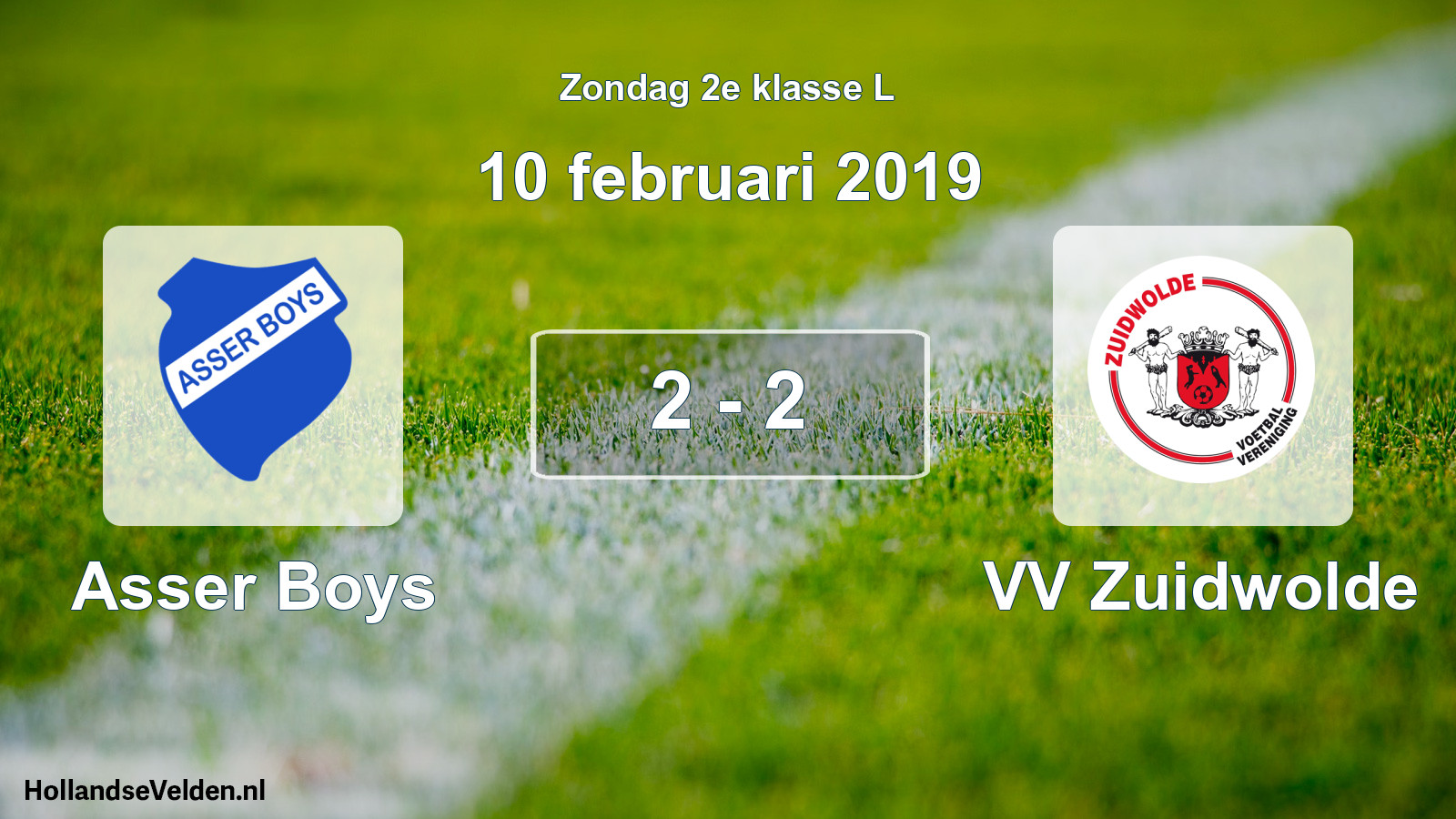 Total number of matches played: Asser Boys - VV Zuidwolde 2 - 2 (10 February 2019)