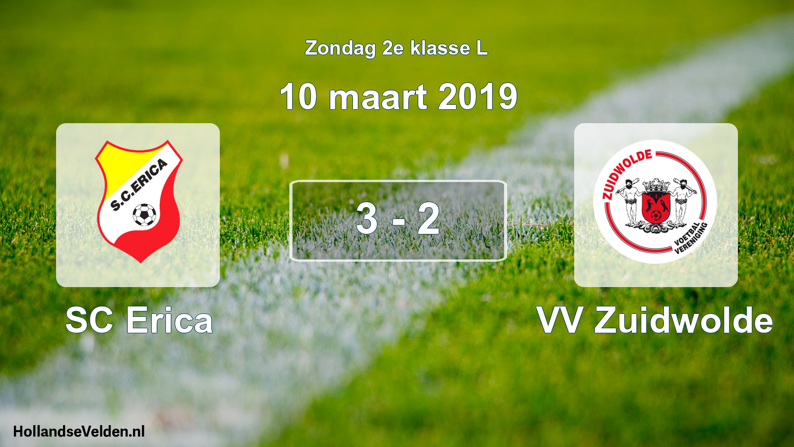 Total number of matches played: SC Erica - VV Zuidwolde 3 - 2 (10 March 2019)