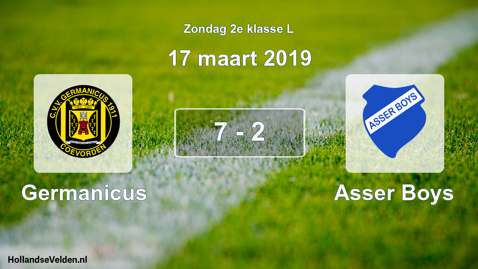 Total number of matches played: Germanicus - Asser Boys 7 - 2 (17 March 2019)