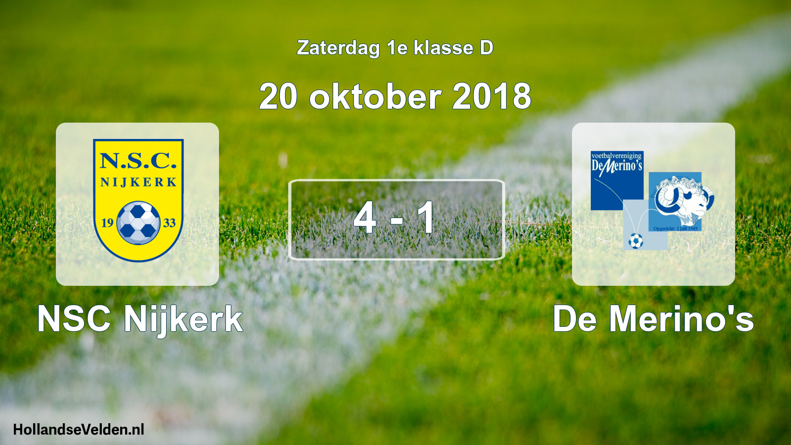 Total number of matches played: NSC Nijkerk - De Merino's 4 - 1 (20 October 2018)
