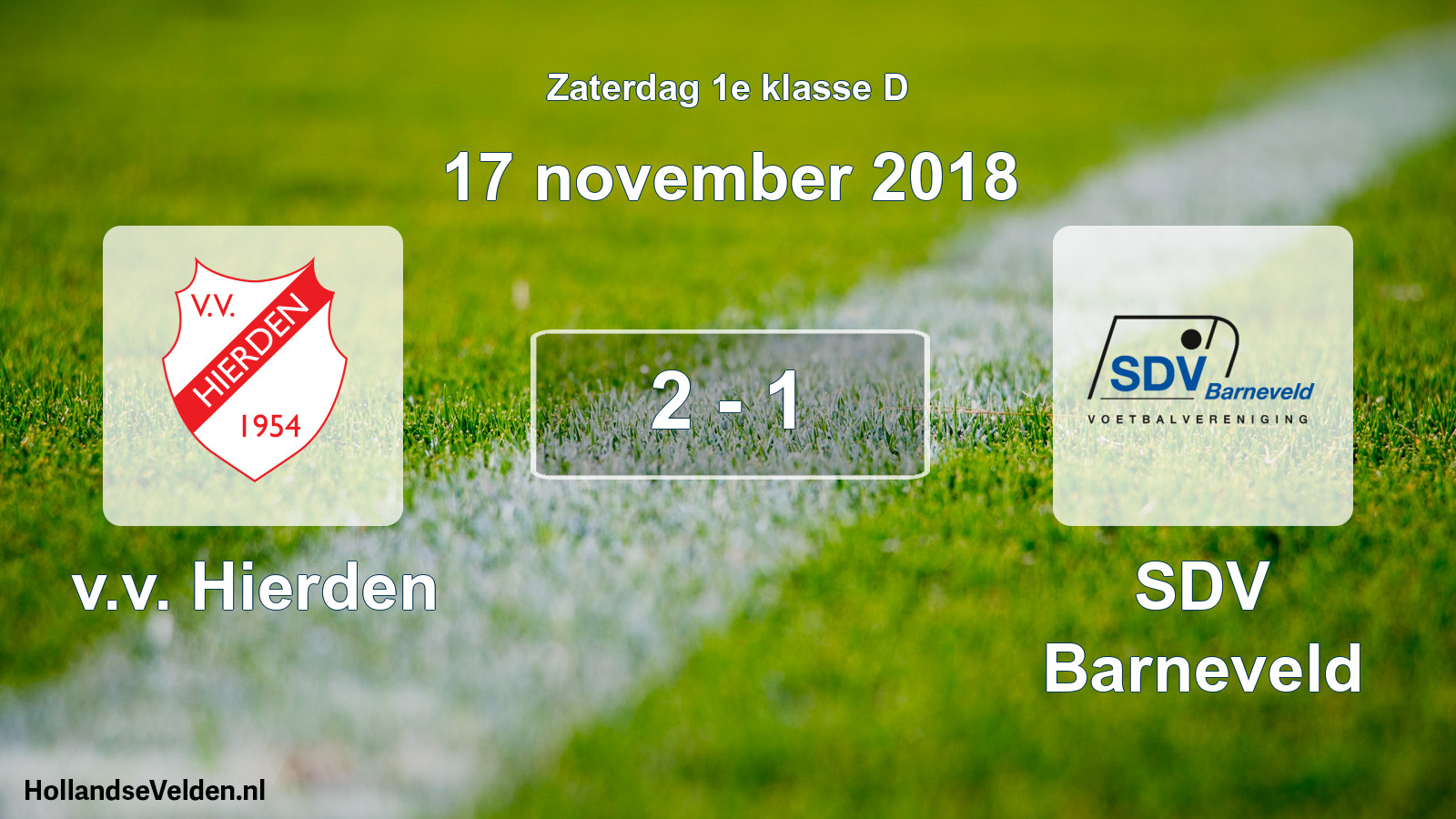 Total number of matches played: v.v. Hierden - SDV Barneveld 2 - 1 (17 November 2018)