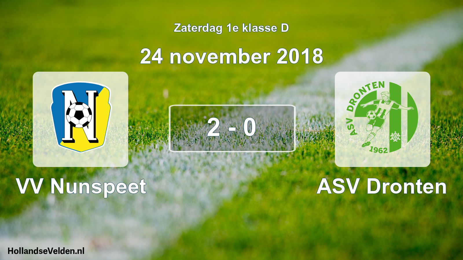 Total number of matches played: VV Nunspeet - ASV Dronten 2 - 0 (24 November 2018)