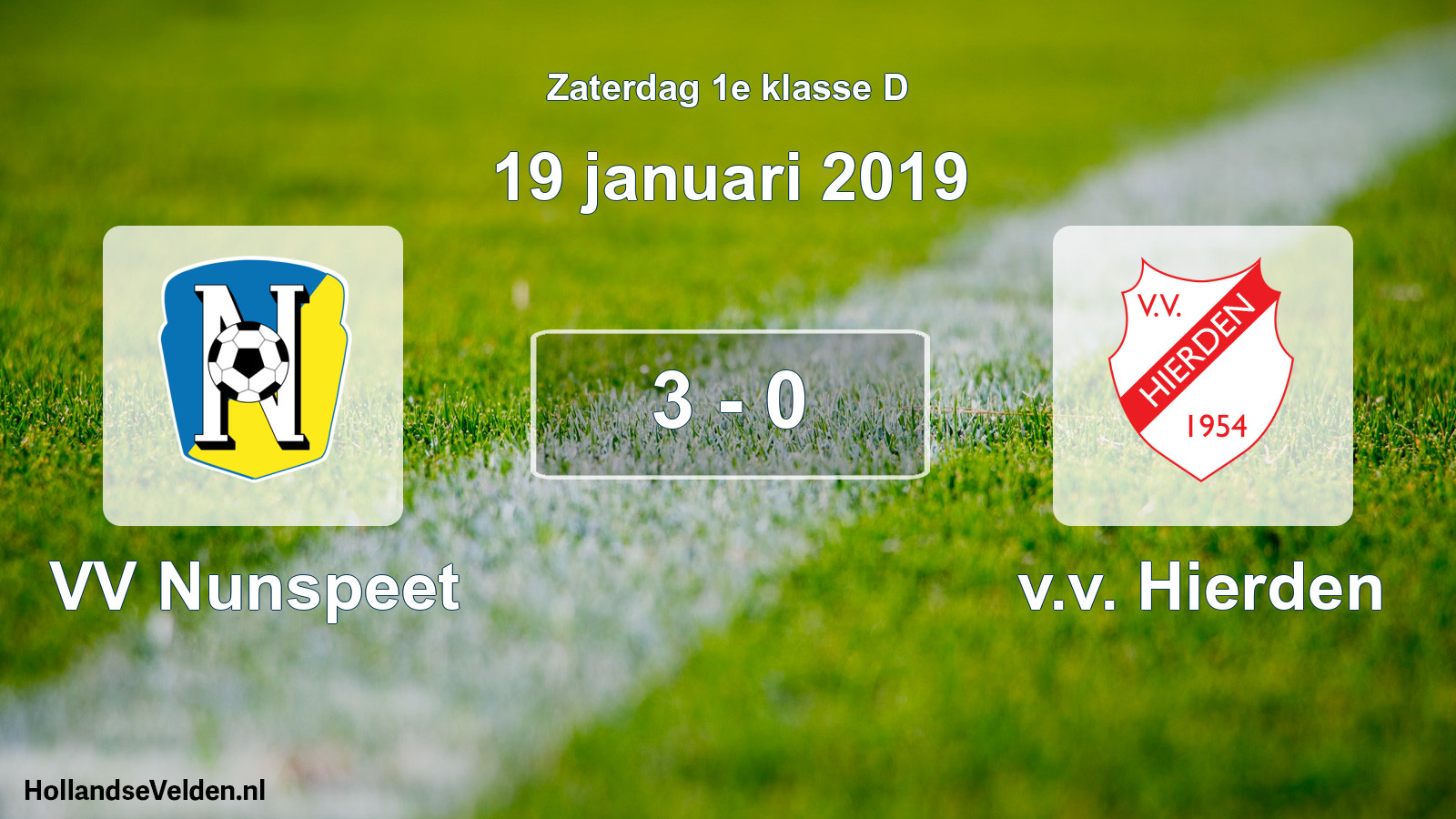 Total number of matches played: VV Nunspeet - v.v. Hierden 3 - 0 (19 January 2019)