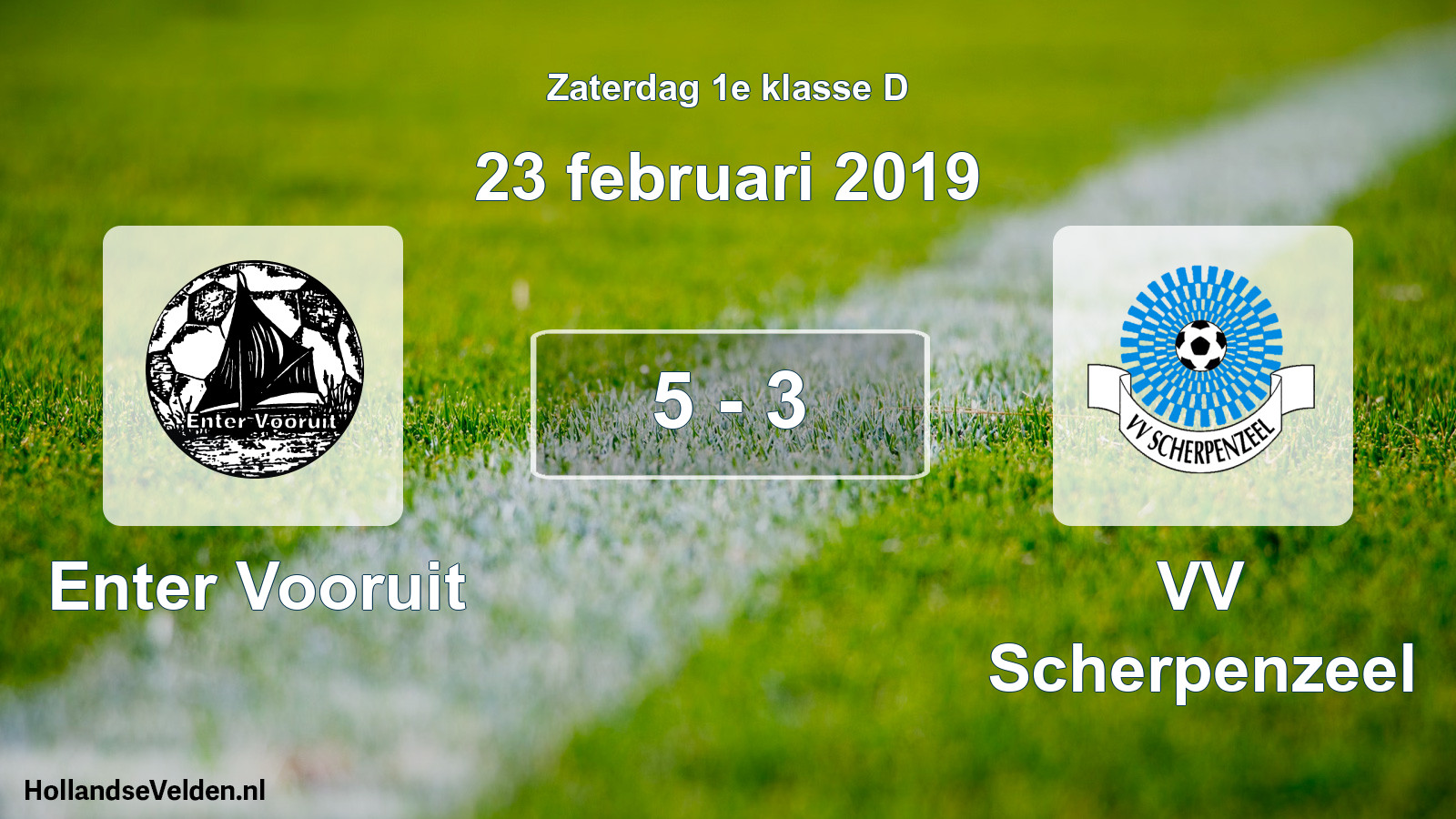 Total number of matches played: Enter Vooruit - VV Scherpenzeel 5 - 3 (23 February 2019)