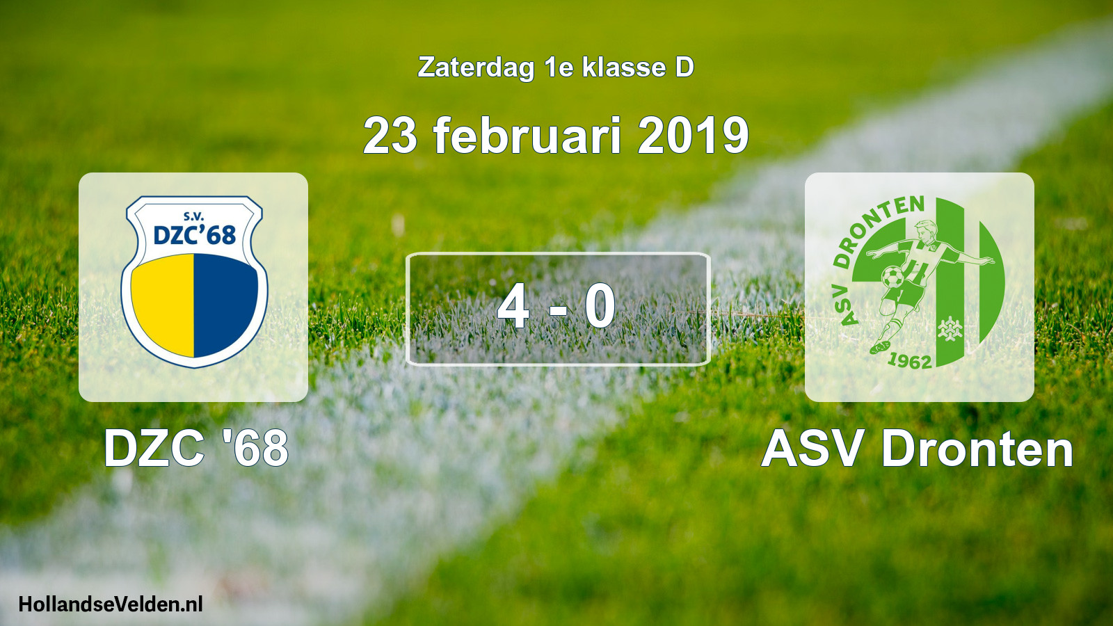 Total number of matches played: DZC '68 - ASV Dronten 4 - 0 (23 February 2019)
