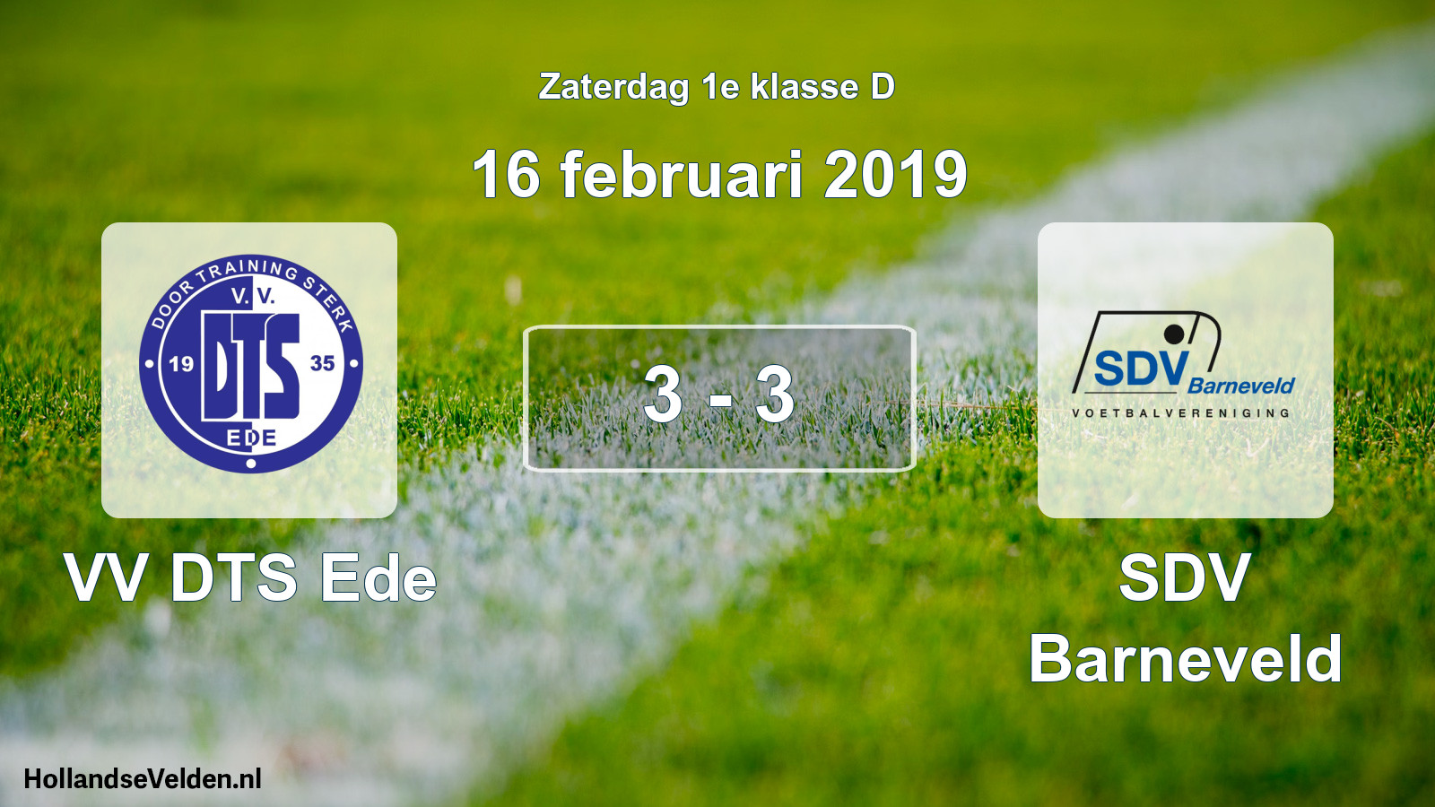 Total number of matches played: VV DTS Ede - SDV Barneveld 3 - 3 (16 February 2019)