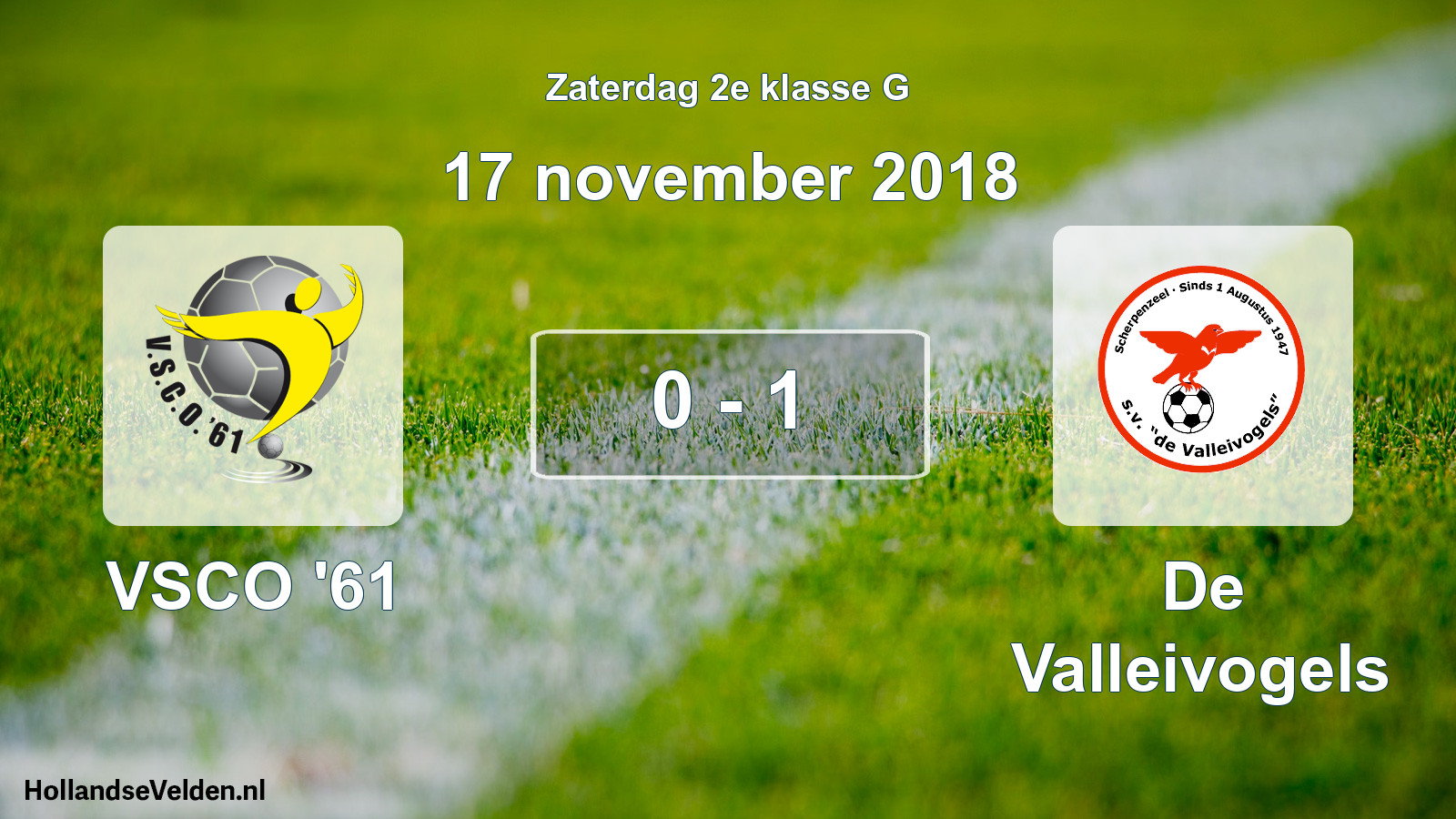 Total number of matches played: VSCO '61 - De Valleivogels 0 - 1 (17 November 2018)