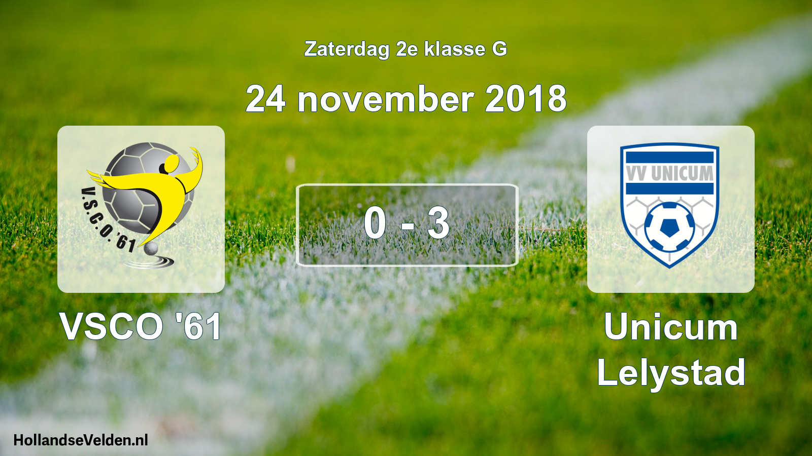 Total number of matches played: VSCO '61 - Unicum Lelystad 0 - 3 (24 November 2018)