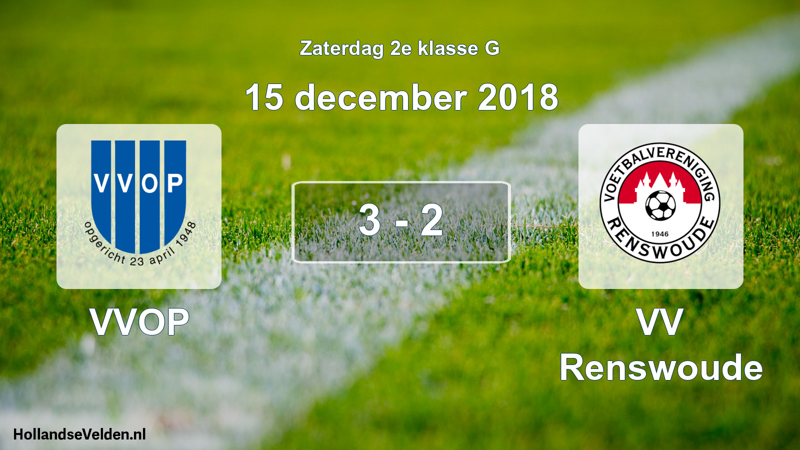Total number of matches played: VVOP - VV Renswoude 3 - 2 (15 December 2018)