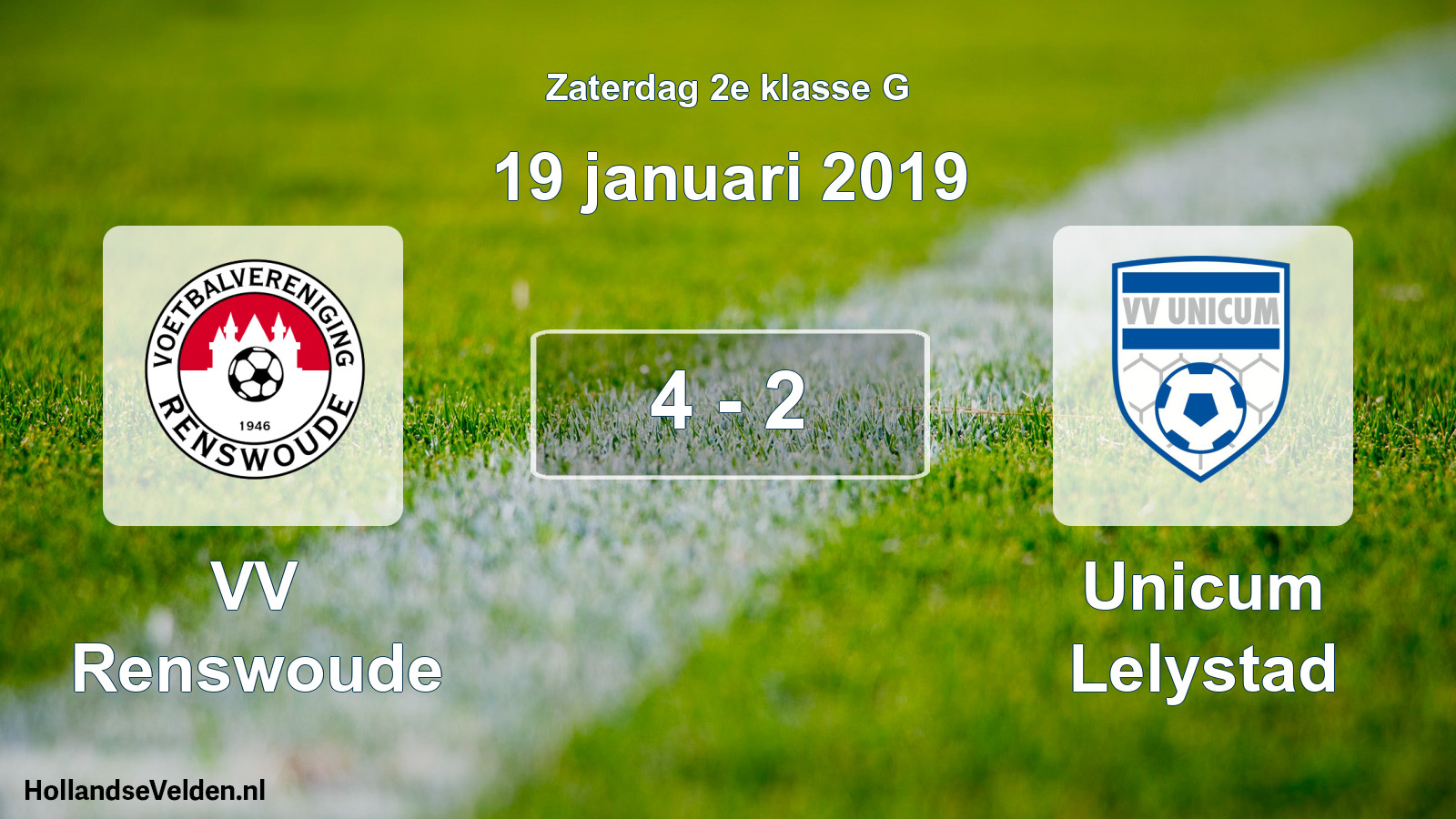 Total number of matches played: VV Renswoude - Unicum Lelystad 4 - 2 (19 January 2019)
