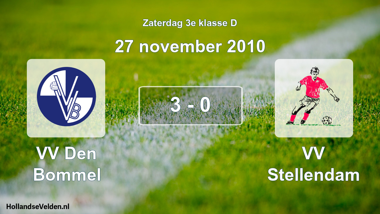Total number of matches played: VV Den Bommel - VV Stellendam 3 - 0 (27 November 2010)