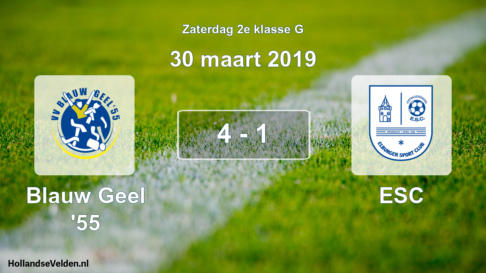 Total number of matches played: Blauw Geel '55 - ESC 4 - 1 (30 March 2019)