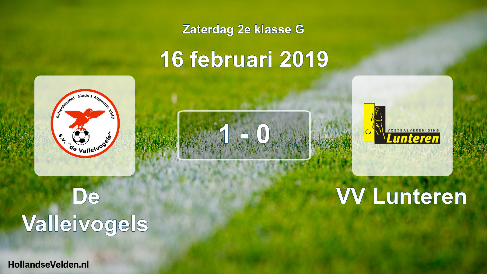 Total number of matches played: De Valleivogels - VV Lunteren 1 - 0 (16 February 2019)