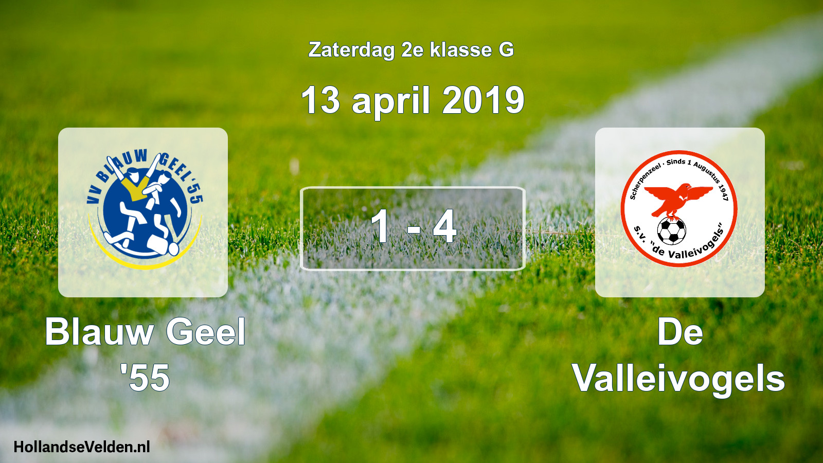 Total number of matches played: Blauw Geel '55 - De Valleivogels 1 - 4 (13 April 2019)