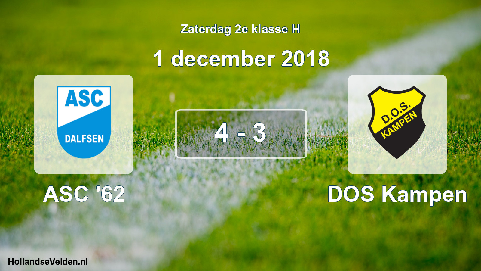 Total number of matches played: ASC '62 - DOS Kampen 4 - 3 (1 December 2018)