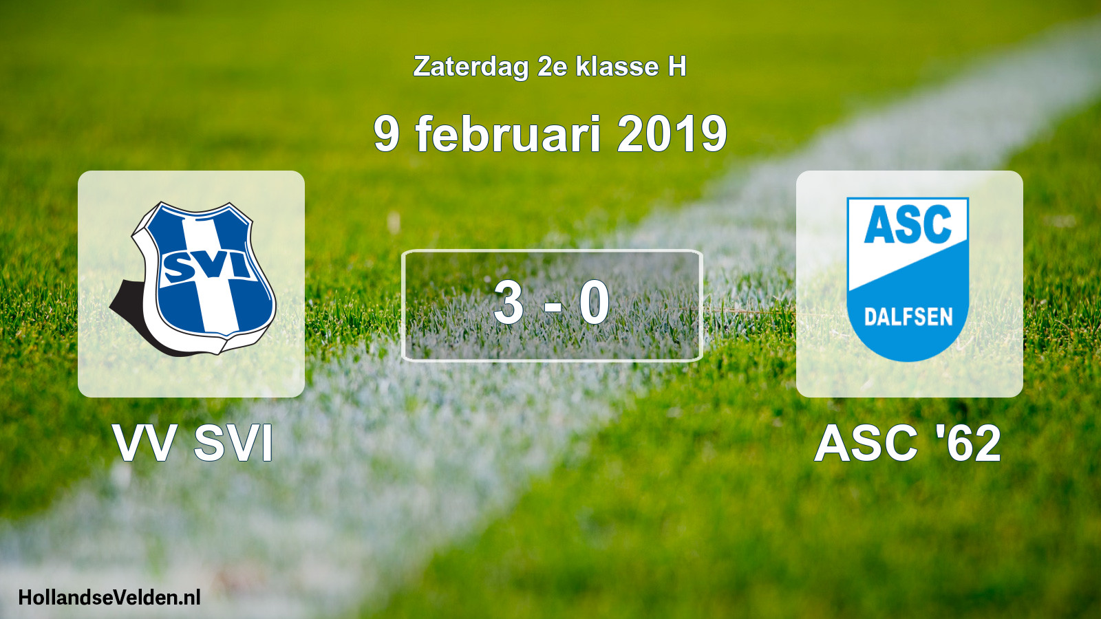 Total number of matches played: VV SVI - ASC '62 3 - 0 (9 February 2019)