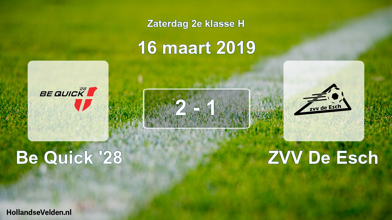 Total number of matches played: Be Quick '28 - ZVV De Esch 2 - 1 (16 March 2019)