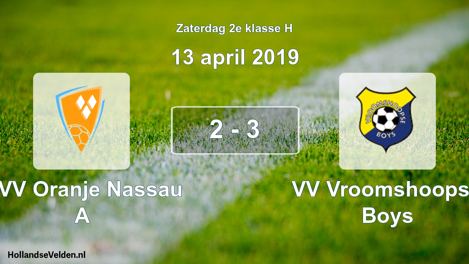 Total number of matches played: CVV Oranje Nassau A - VV Vroomshoopse Boys 2 - 3 (13 April 2019)