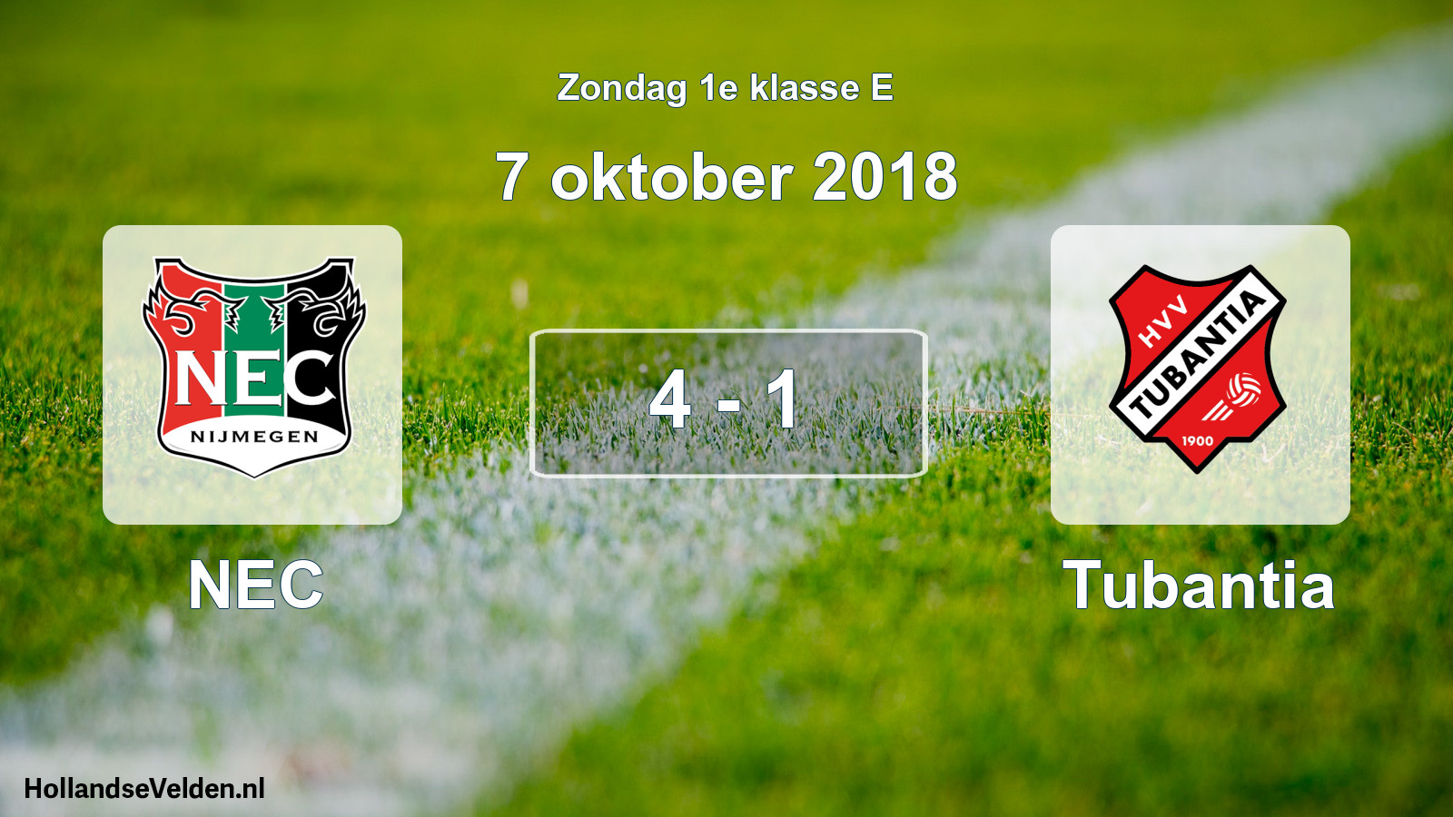Total number of matches played: NEC - Tubantia 4 - 1 (7 October 2018)