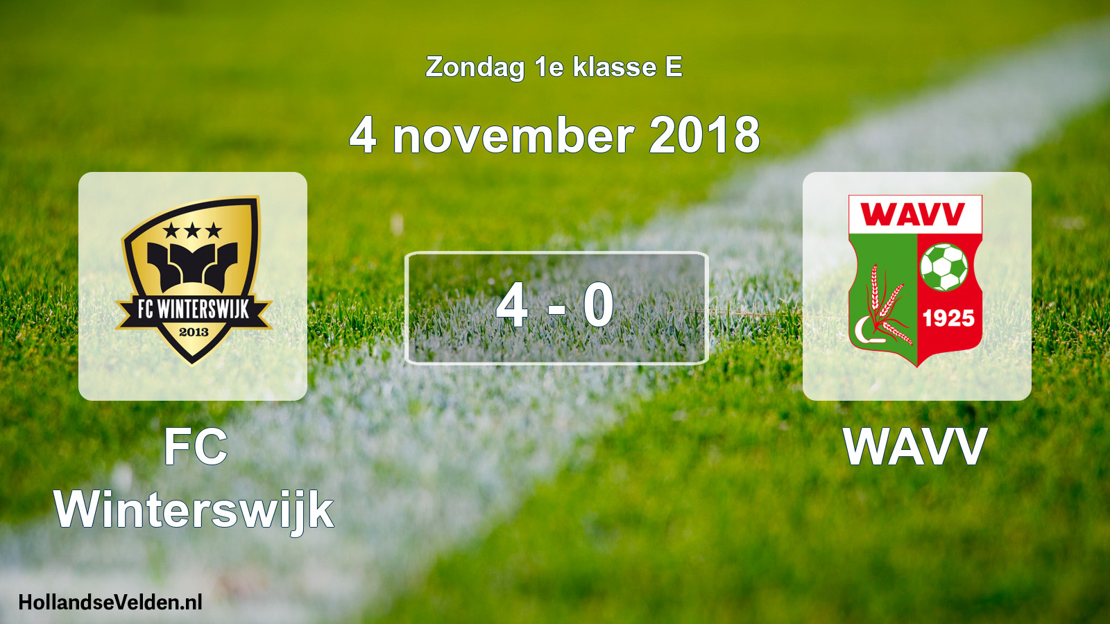Total number of matches played: FC Winterswijk - WAVV 4 - 0 (4 November 2018)
