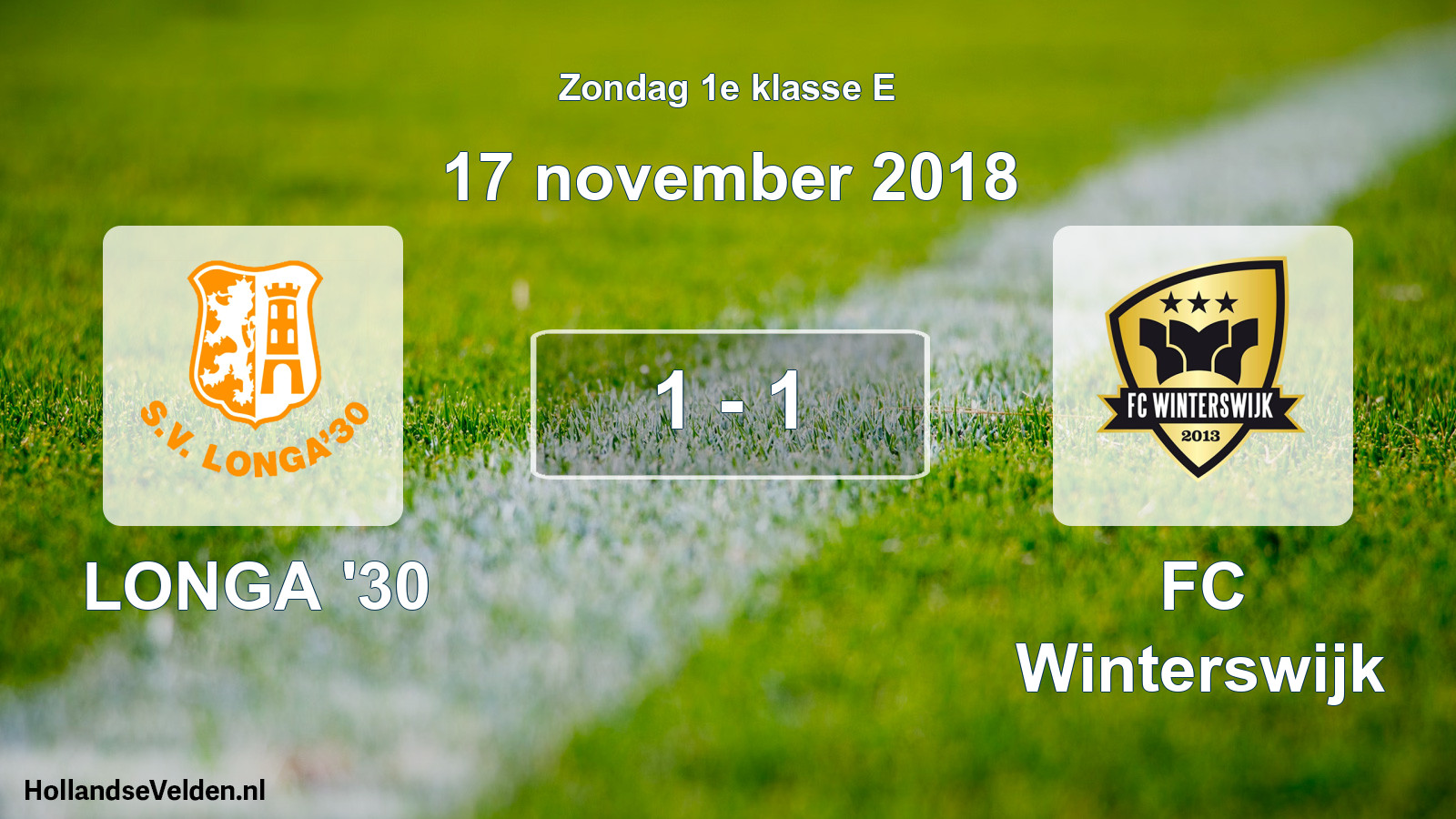 Total number of matches played: LONGA '30 - FC Winterswijk 1 - 1 (17 November 2018)