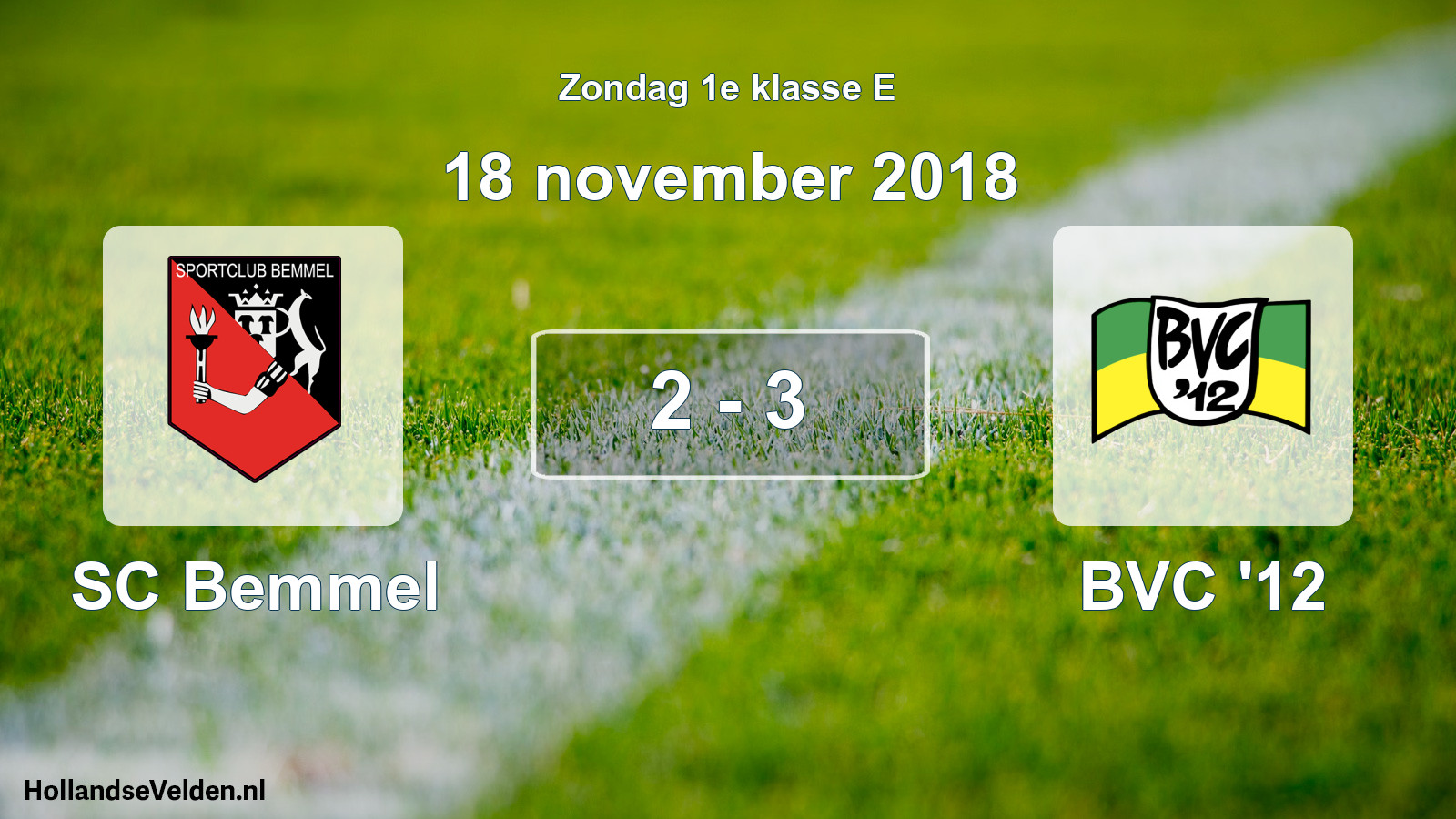 Total number of matches played: SC Bemmel - BVC '12 2 - 3 (18 November 2018)