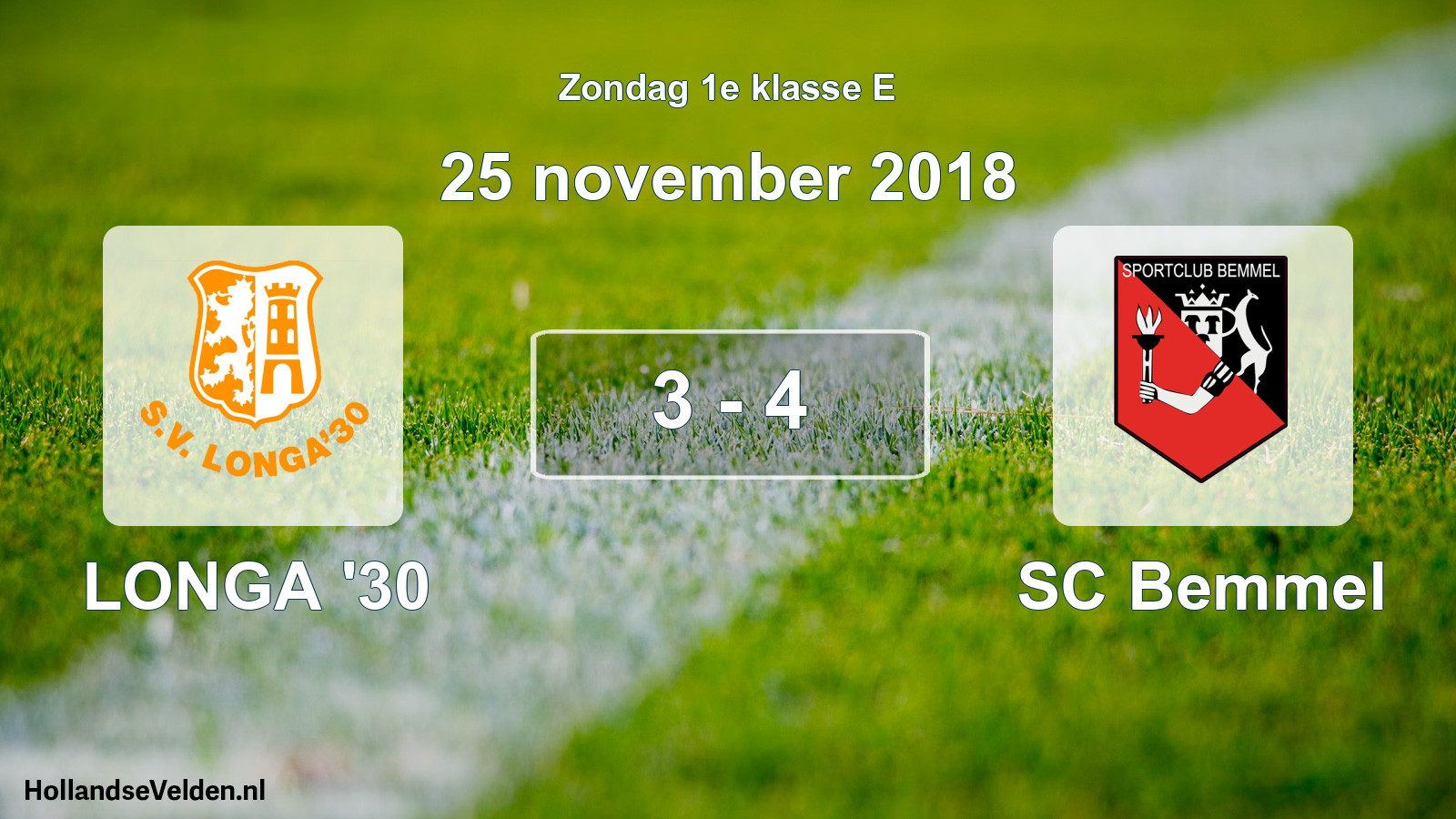 Total number of matches played: LONGA '30 - SC Bemmel 3 - 4 (25 November 2018)