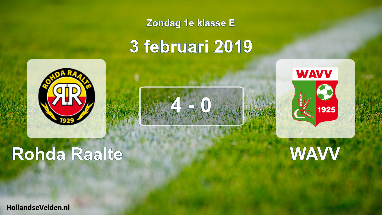 Total number of matches played: Rohda Raalte - WAVV 4 - 0 (3 February 2019)