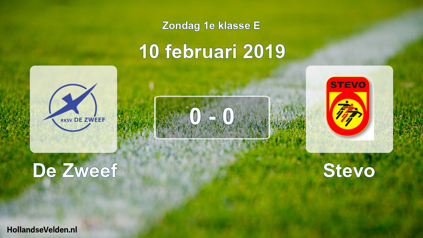 Total number of matches played: De Zweef - Stevo 0 - 0 (10 February 2019)