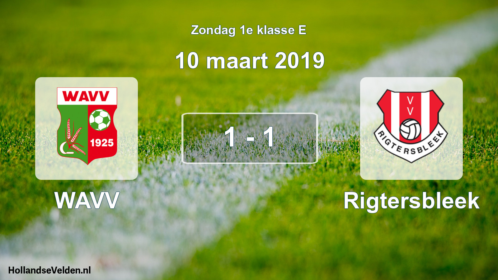 Total number of matches played: WAVV - Rigtersbleek 1 - 1 (10 March 2019)