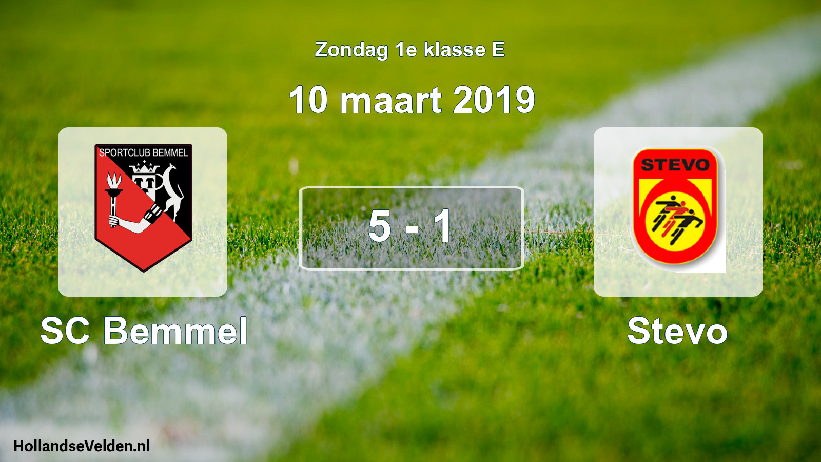 Total number of matches played: SC Bemmel - Stevo 5 - 1 (10 March 2019)