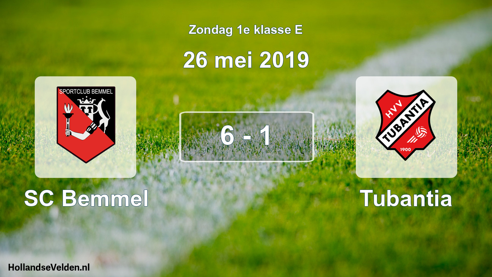 Total number of matches played: SC Bemmel - Tubantia 6 - 1 (26 May 2019)