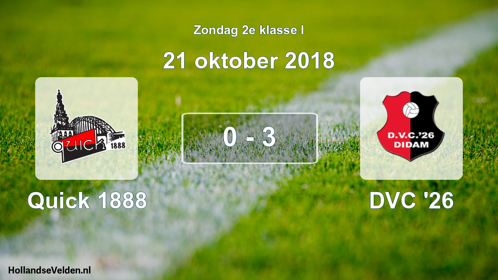 Total number of matches played: Quick 1888 - DVC '26 0 - 3 (21 October 2018)