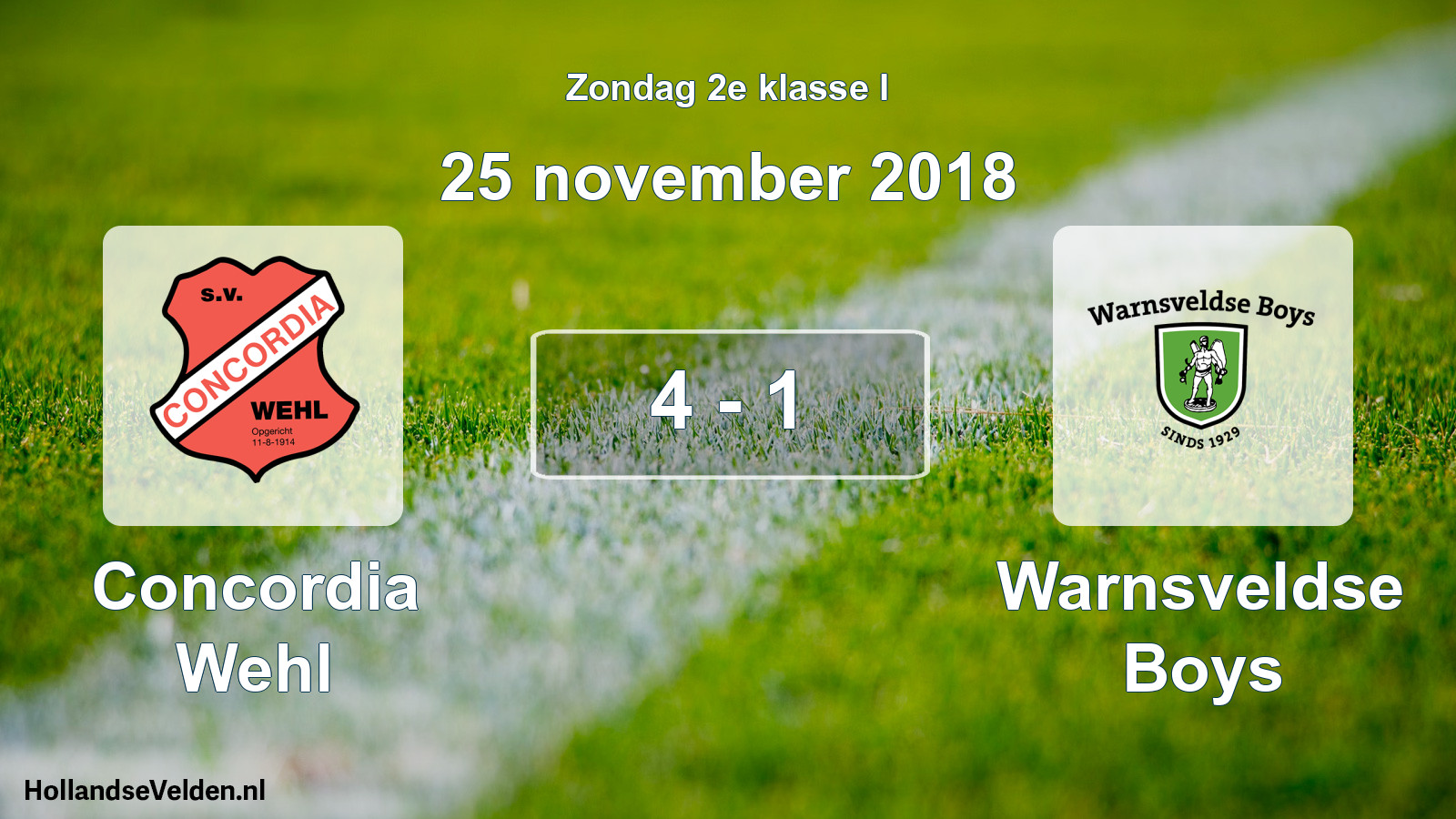 Total number of matches played: Concordia Wehl - Warnsveldse Boys 4 - 1 (25 November 2018)