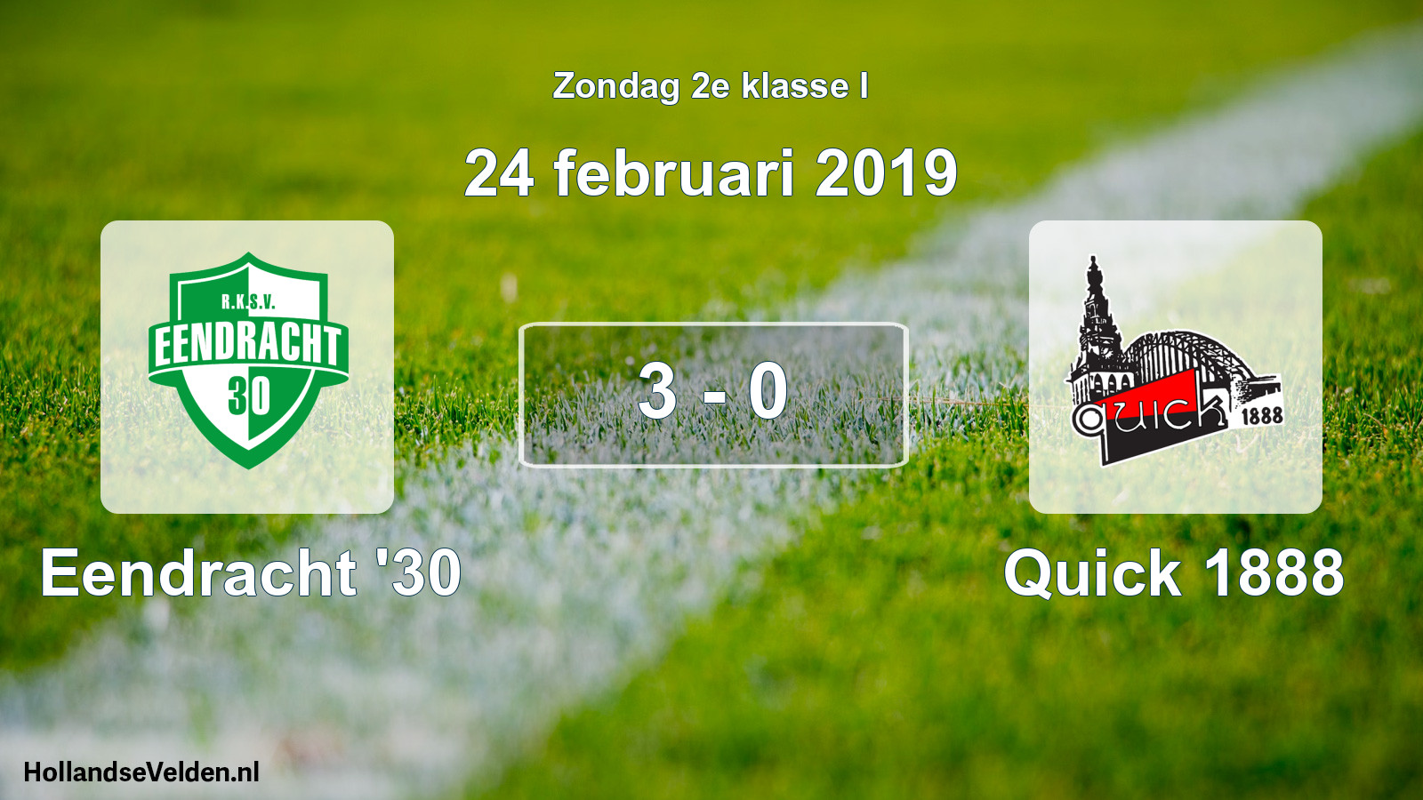 Total number of matches played: Eendracht '30 - Quick 1888 3 - 0 (24 February 2019)